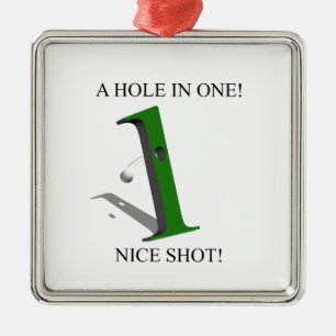 A Hole In One Golf Ball Metal Tree Decoration