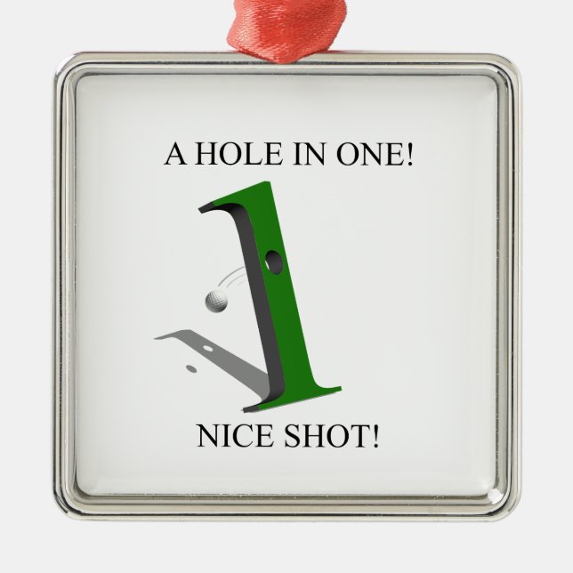A Hole In One Golf Ball Metal Tree Decoration (Front)