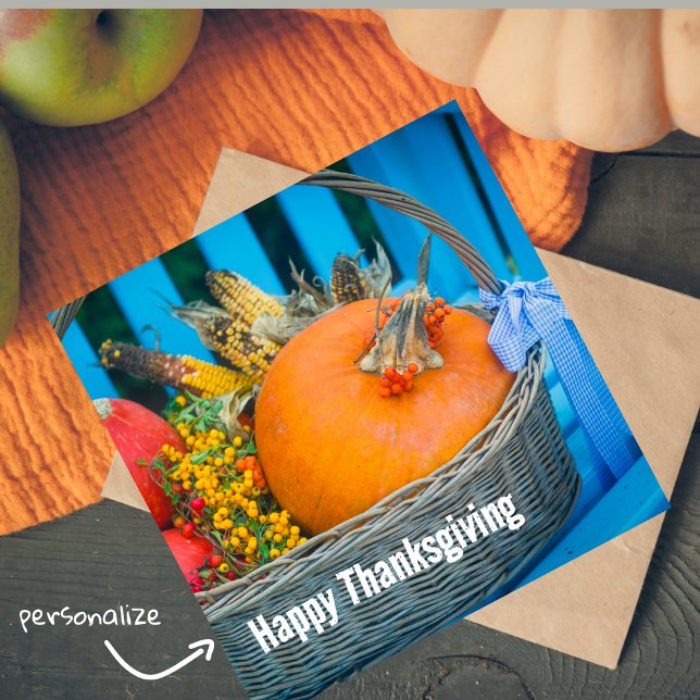 A holiday basket with pumpkins Holiday Card  (Creator Uploaded)