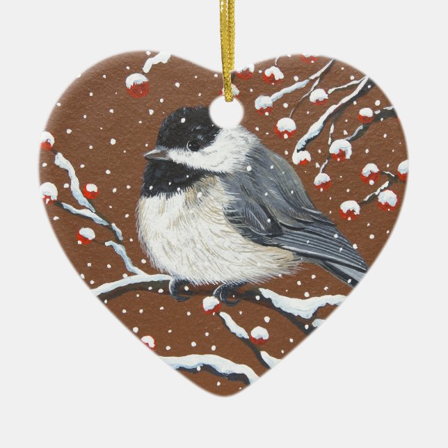A Holiday Chickadee Ceramic Tree Decoration (Front)