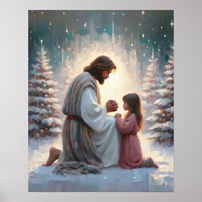 A Holiday Prayer, Christian Art, Jesus Praying Poster (Front)