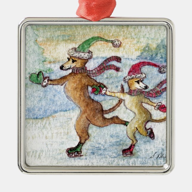 A Holiday tradition - skating Metal Tree Decoration (Front)