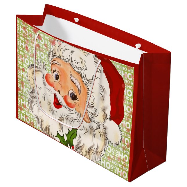 A Holly, Jolly Apple-Cheeked Santa Claus, Part 2 Large Gift Bag (Front Angled)