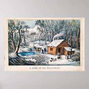 A Home in the Wilderness Currier & Ives Poster