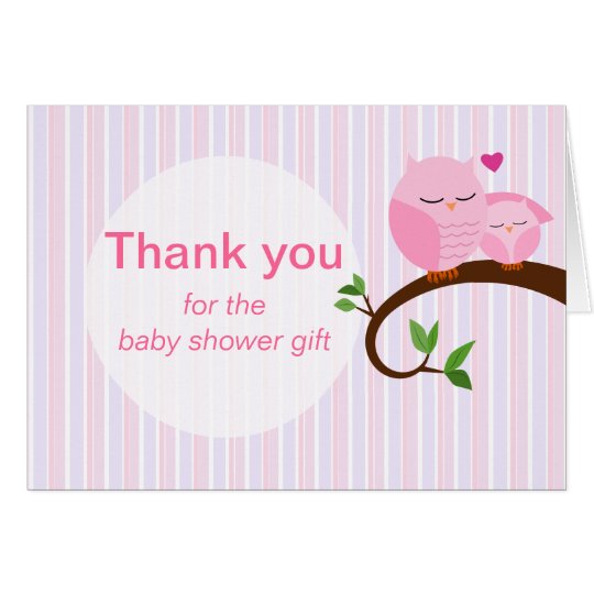 A Hoot Of A Baby Shower Pink Owls Thank You Card