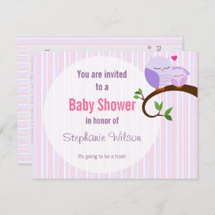 A Hoot Of A Baby Shower Purple Owl Invitation