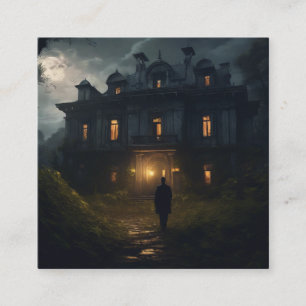 A horrific mansion square business card