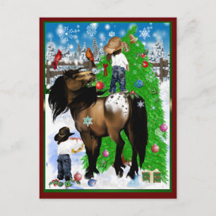 A Horse and Kid Christmas  Postcard
