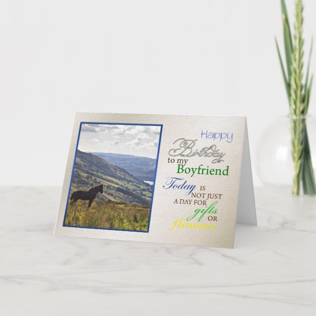 A horse birthday card for boyfriend. (Front)