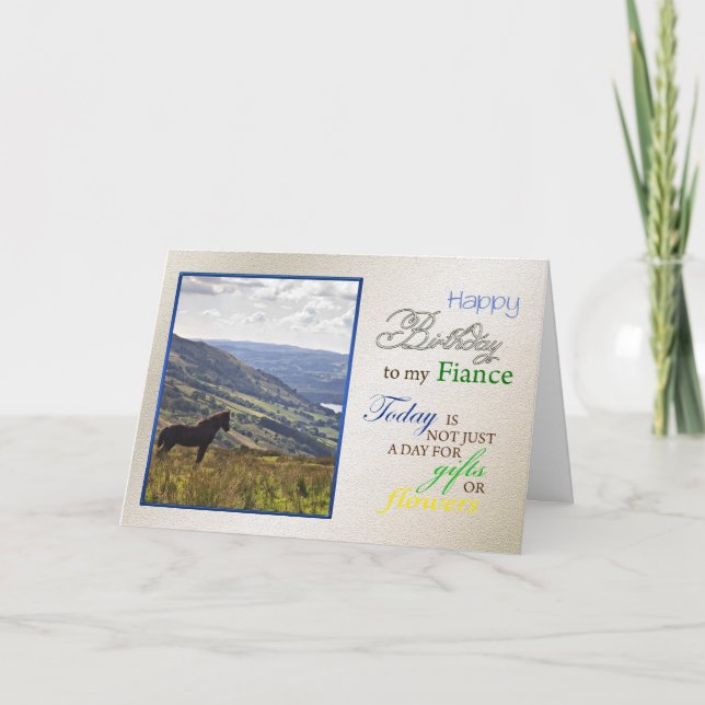 A horse birthday card for fiance. (Front)