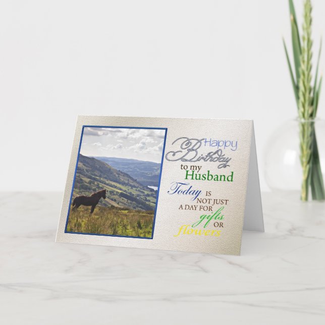 A horse birthday card for husband. (Front)