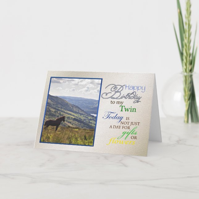 A horse birthday card for twin. (Front)