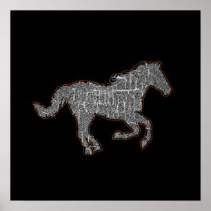 a horse black poster