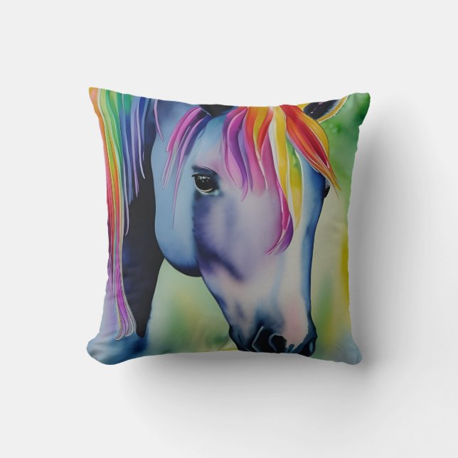 A Horse in Fun Colours Cushion (Front)