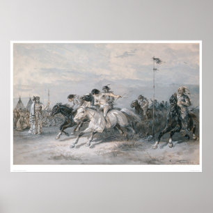 A Horse Race in a Sioux Indian Camp (0603A) Poster
