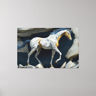A Horse Standing on the Rocks Canvas Print