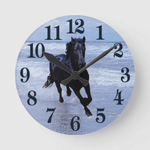 A horse wild and free round clock