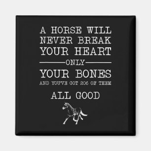 A Horse Will Never Break Your Heart Funny Horsebac Magnet