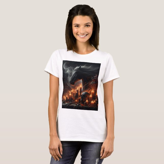 a horse with a black head and a black horse T-Shirt (Front Full)