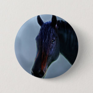 A horses curiosity 6 cm round badge