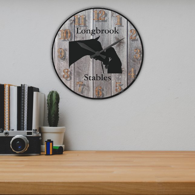 A Horses Love 3 Customizable Barnwood Styled Large Clock (Creator Uploaded)