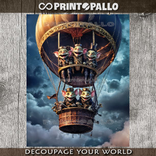 A hot air balloon full of mischievous goblins -  tissue paper
