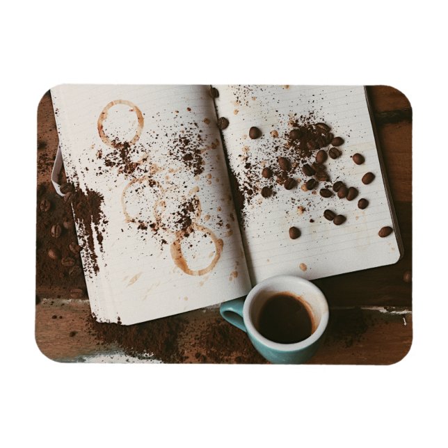 A Hot Mess Coffee with Stained Book and Beans Magnet (Horizontal)