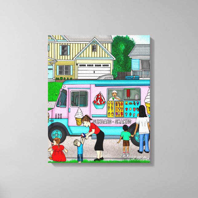 A Hot Summer Day | A Whimsical Illustration Canvas Print (Front)