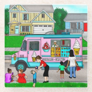 A Hot Summer Day A Whimsical Illustration Glass Coaster