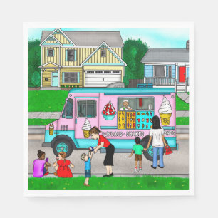 A Hot Summer Day   A Whimsical Illustration Napkin