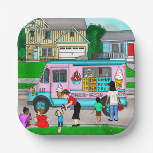 A Hot Summer Day A Whimsical Illustration Paper Plate