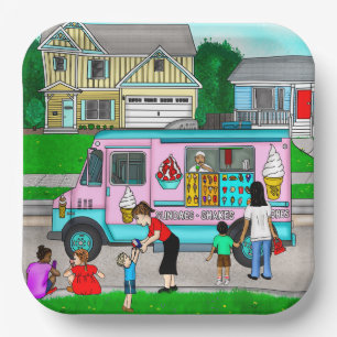 A Hot Summer Day   A Whimsical Illustration Paper Plate