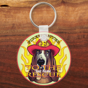 A Hound Dog Firefighter Keychain
