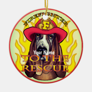 A Hound Dog  Firefighter ornament