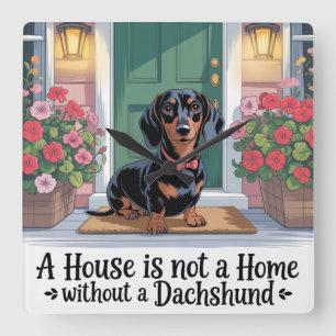 A House Is Not A Home Without A Dachshund Square Wall Clock