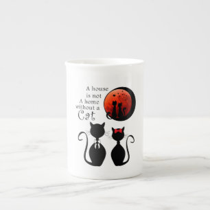 A house is not a home without cats! bone china mug