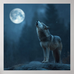 A Howling Wolf Poster