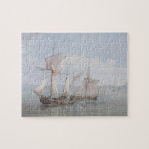 A Hoy and a Lugger with other Shipping on a Calm S Jigsaw Puzzle