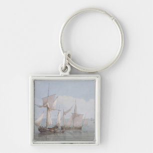 A Hoy and a Lugger with other Shipping on a Calm S Key Ring