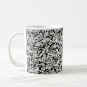 A HUGE DENSE FLOCK OF SNOW GEESE FLY TOGETHER IN T COFFEE MUG