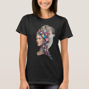 A human figure dissolving into geometric shapes T-Shirt