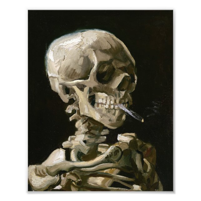 A Human Skeleton Smoking a Cigarette Photo Print (Front)