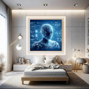 A humanoid superimposed on a data sheet poster