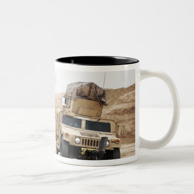 A Humvee conducts security Two-Tone Coffee Mug (Right)