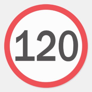 A hundred and twenty speed limit classic round sticker