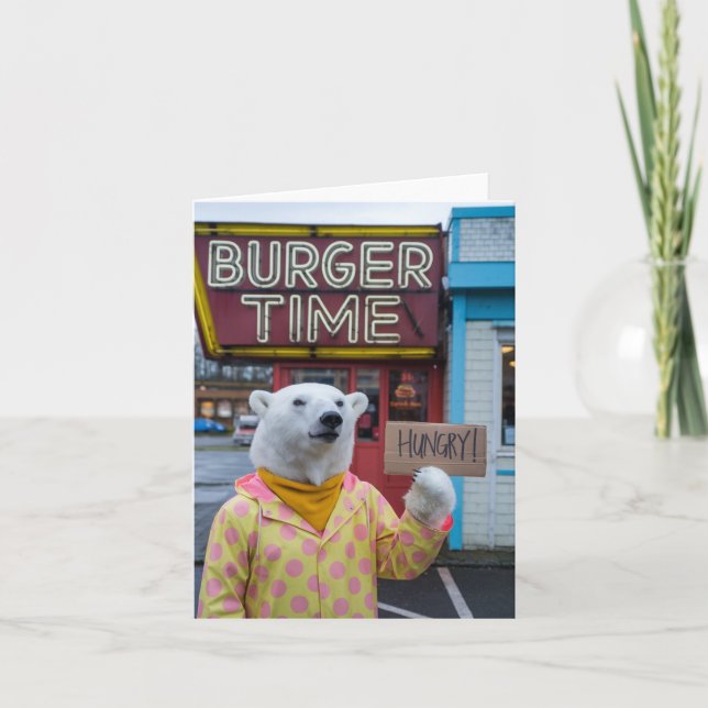 A Hungry Polar Bear in a Polka Dot Jacket Card (Front)