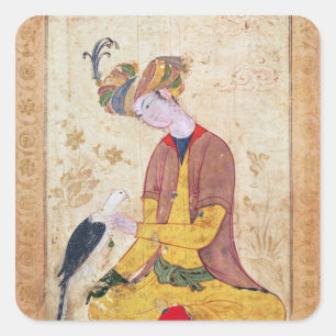 A Hunter Stroking his Falcon Square Sticker