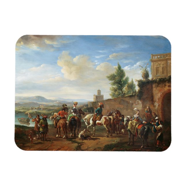 A Hunting Party by a Country House (oil on canvas) Magnet (Horizontal)