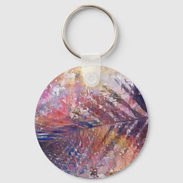 A.I. enhanced photo, beautiful leaf in nature  Key Ring (Front)