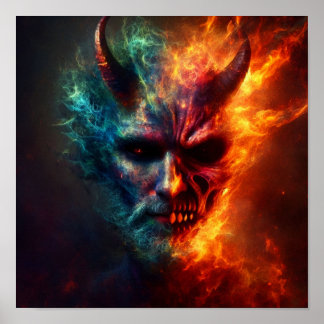 A.I. Flaming Devil Face Poster